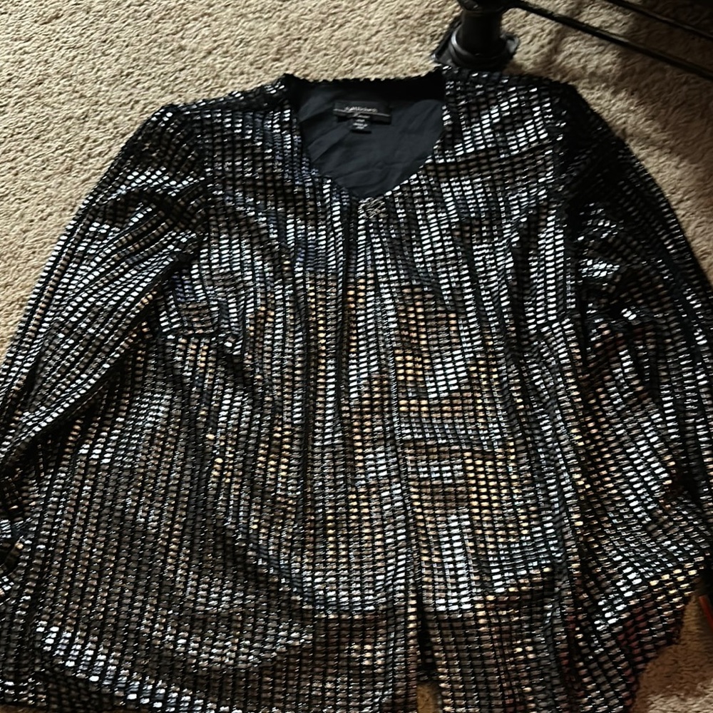 R&M Richards Black and Silver Sequin Blazer